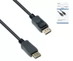 DisplayPort 1.4 kábel, 2x DP dugó, 8K, doboz, 2m, támogatja 8K/60HZ, 32.4GBpS, fekete